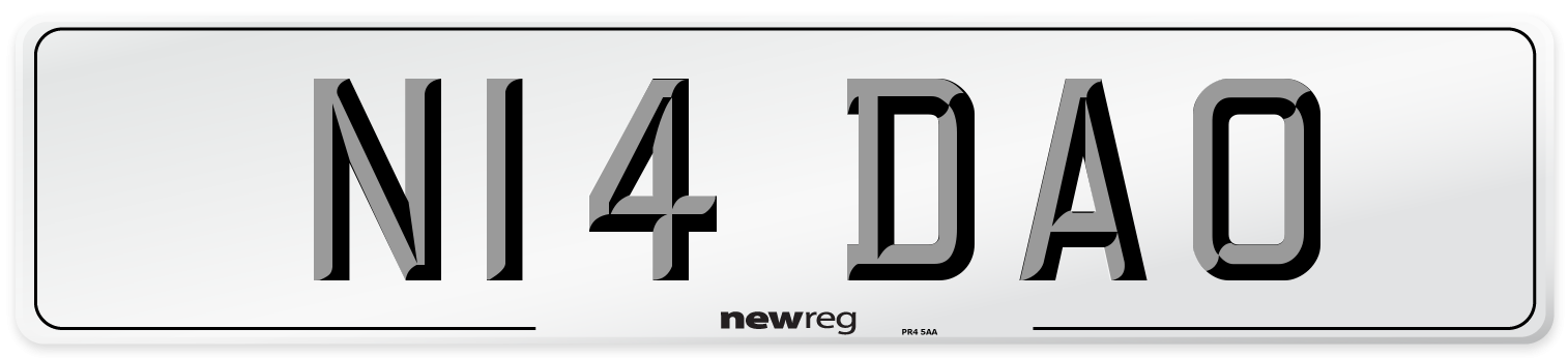N14 DAO Number Plate from New Reg